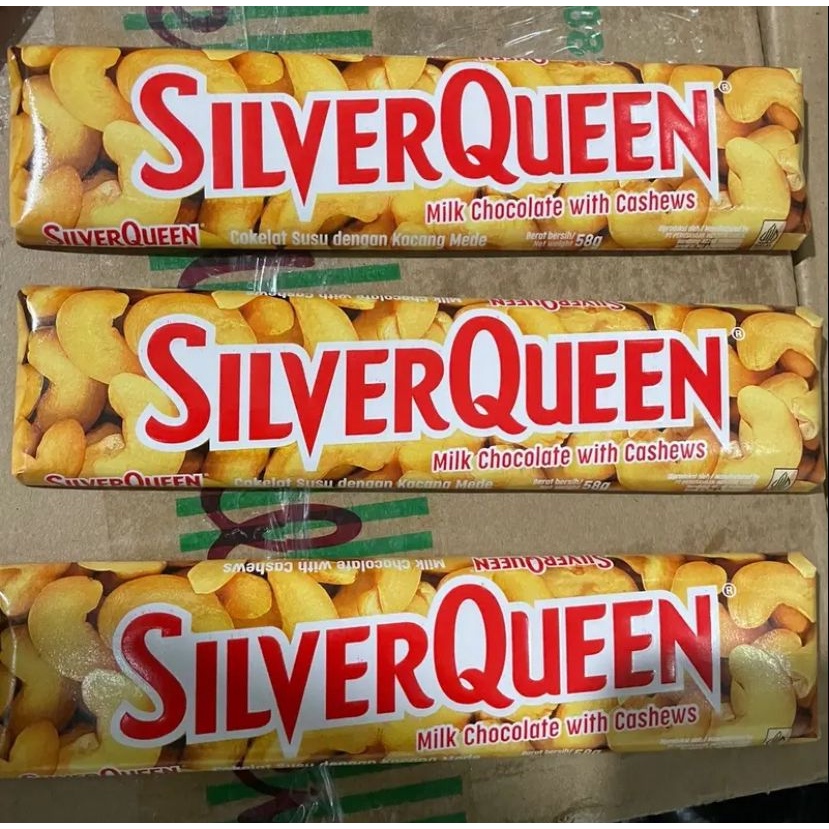 

TERBARU 6 batang coklat Silverqueen 58gr kacang mete gas