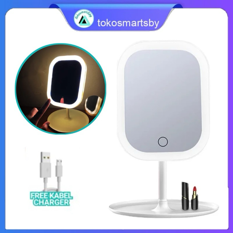 Lampu LED Mirror Kotak Oval Bulat 15 cm Cermin Make Up Dengan Lampu LED / LED Mirror Touch Sensor /