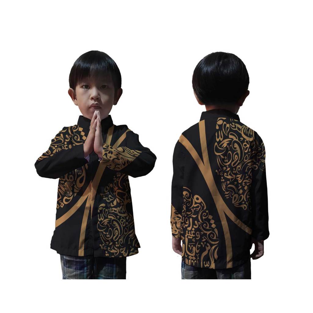 KOKO ANAK LENGAN PANJANG KEMEJA JERSEY KOKO MUSLIM FULLPRINT PREMIUM