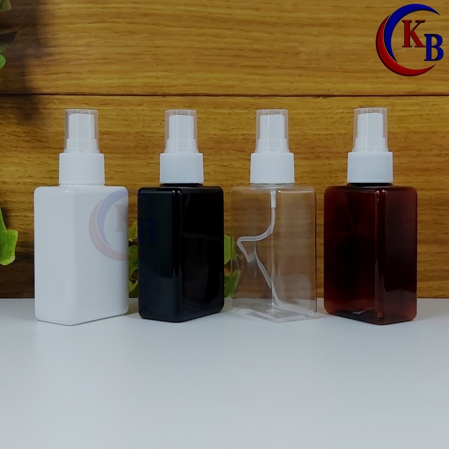 BOTOL SPRAY 100 ML PUTIH NECK 24 / BOTOL PLASTIK PET KOTAK 100ML