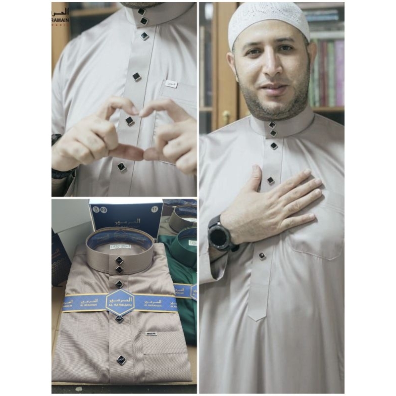 Best Seller Al Haramain Haramain kancing wajik/ketupat Jubah / Gamis Pria Dewasa Premium (09) Cream,
