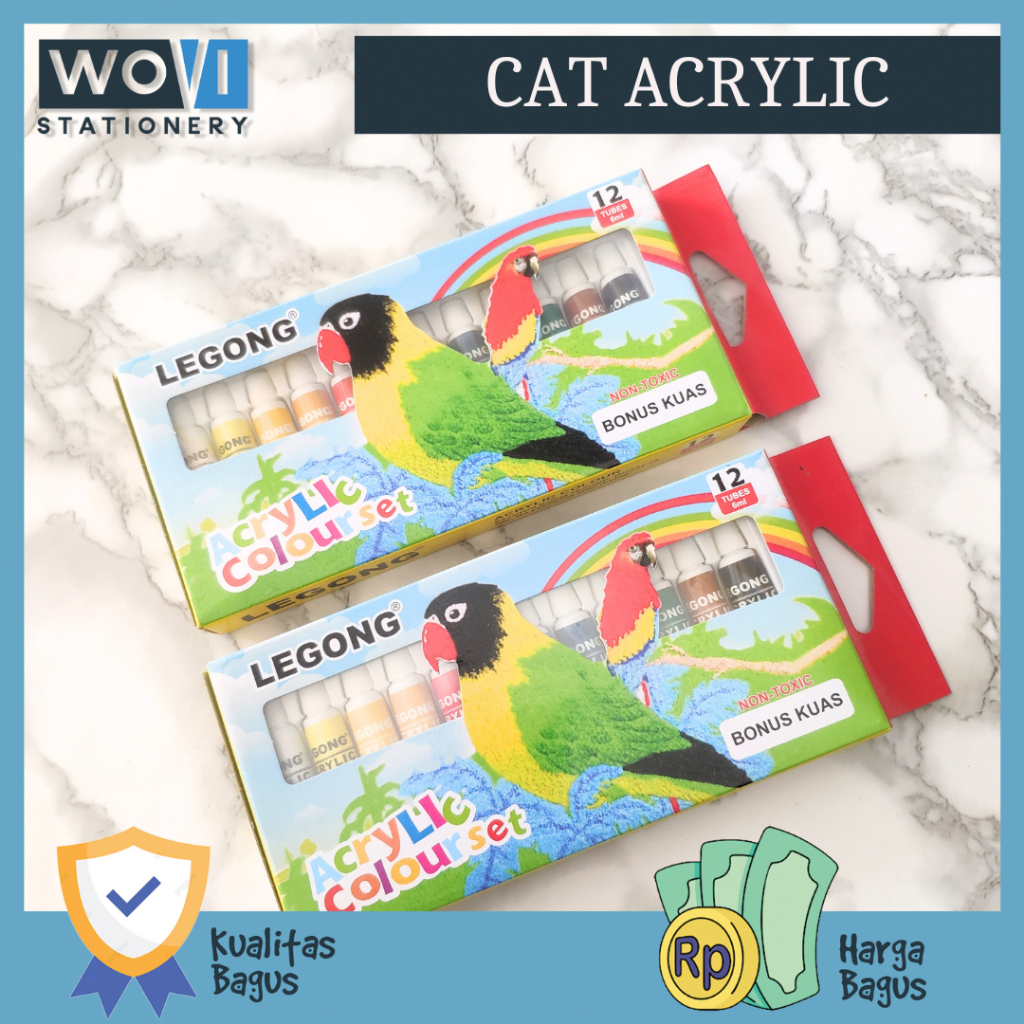 

[SET] Cat Acrylic 12 Warna Legong / Cat Akrilik 12 warna 6ml Legong
