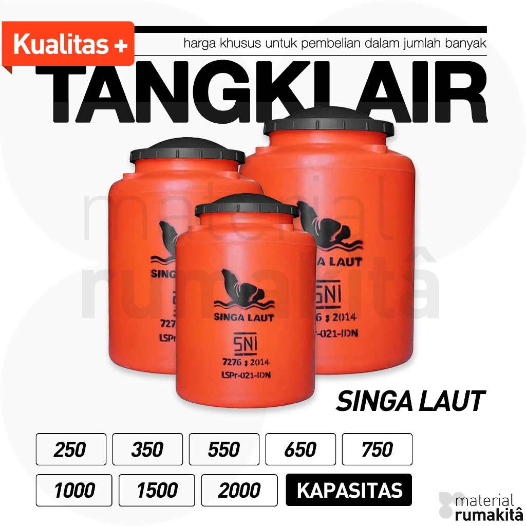 Tandon Air / Toren air / Tangki Air SINGA LAUT - 250 350 550 650 750 1000 1500 2000 Liter