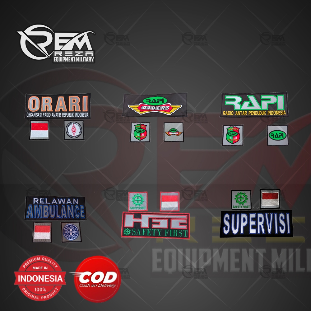 Logo Bordir Atribut HSE / ORARI / RAPI / Relawan Ambulance / Supervisi / Safety First