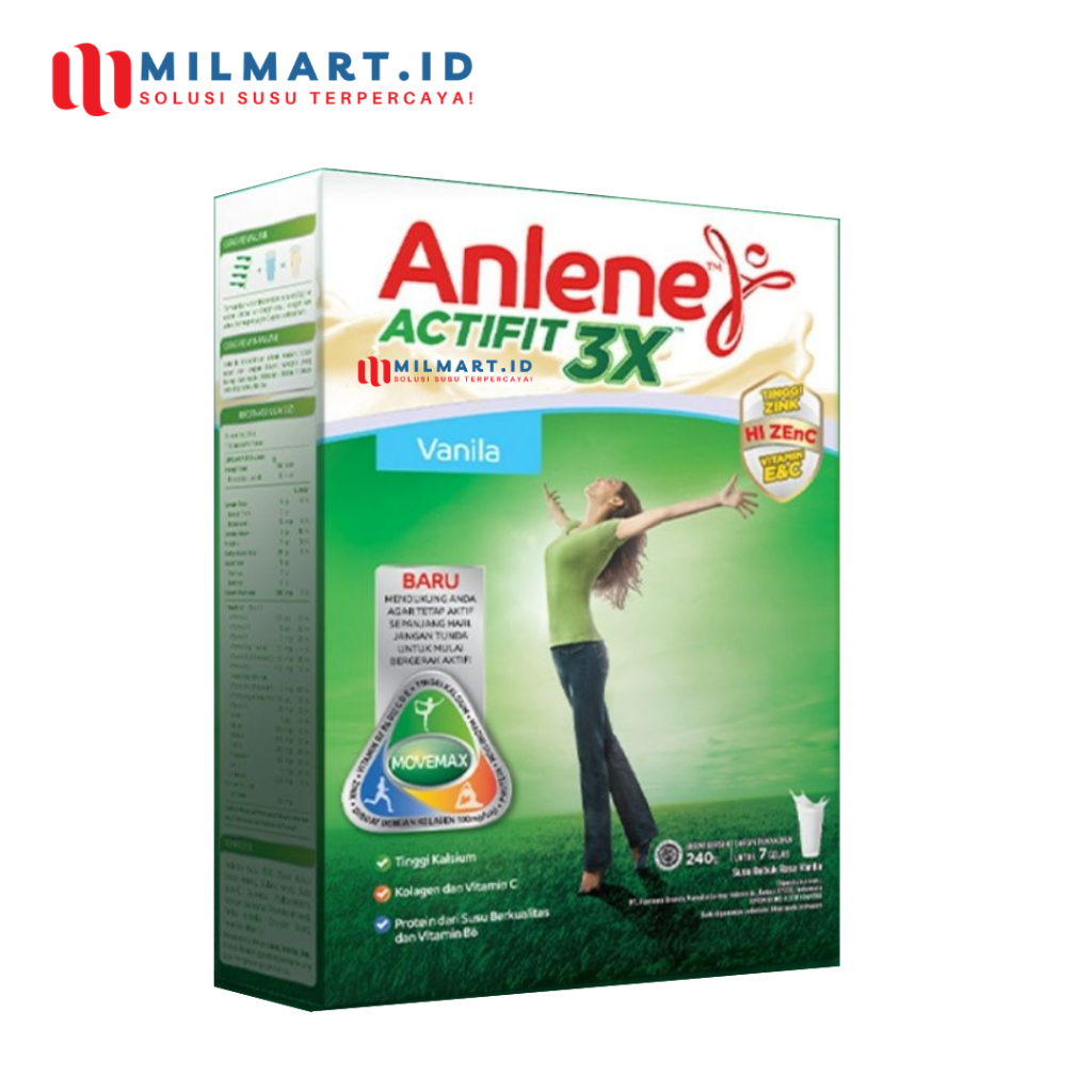 

ANLENE ACTIFIT 3X VANILA 240 G SUSU NUTRISI SUSU DEWASA SUSU BUBUK