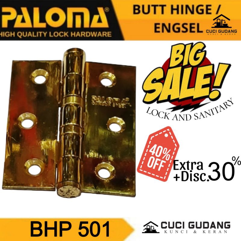 BUTT HINGE PALOMA ENGSEL BHP50- STEEL GP GOLD SERIES ENGSEL PINTU ENGSEL JENDELA PALOMA