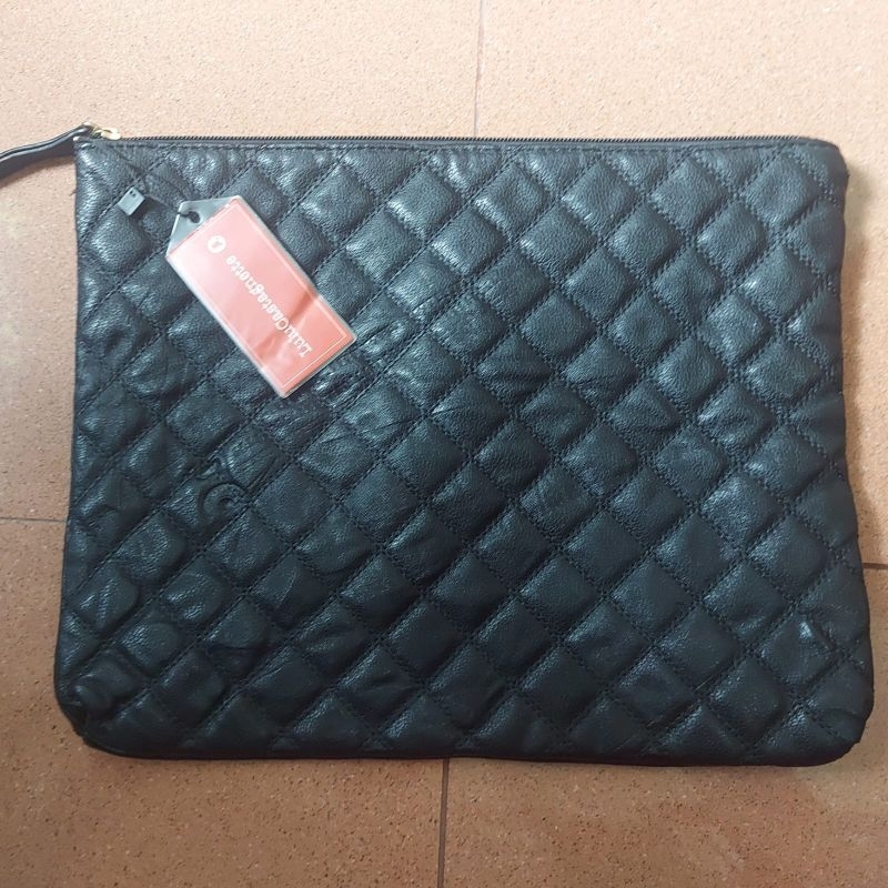 NEW Lulu castagnette Clutch Bag hitam dompet tablet besar