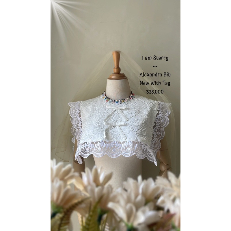 Alexandra BIP I am starry original authentic premium collar jaquard putih lace mewah jual rugi baru 