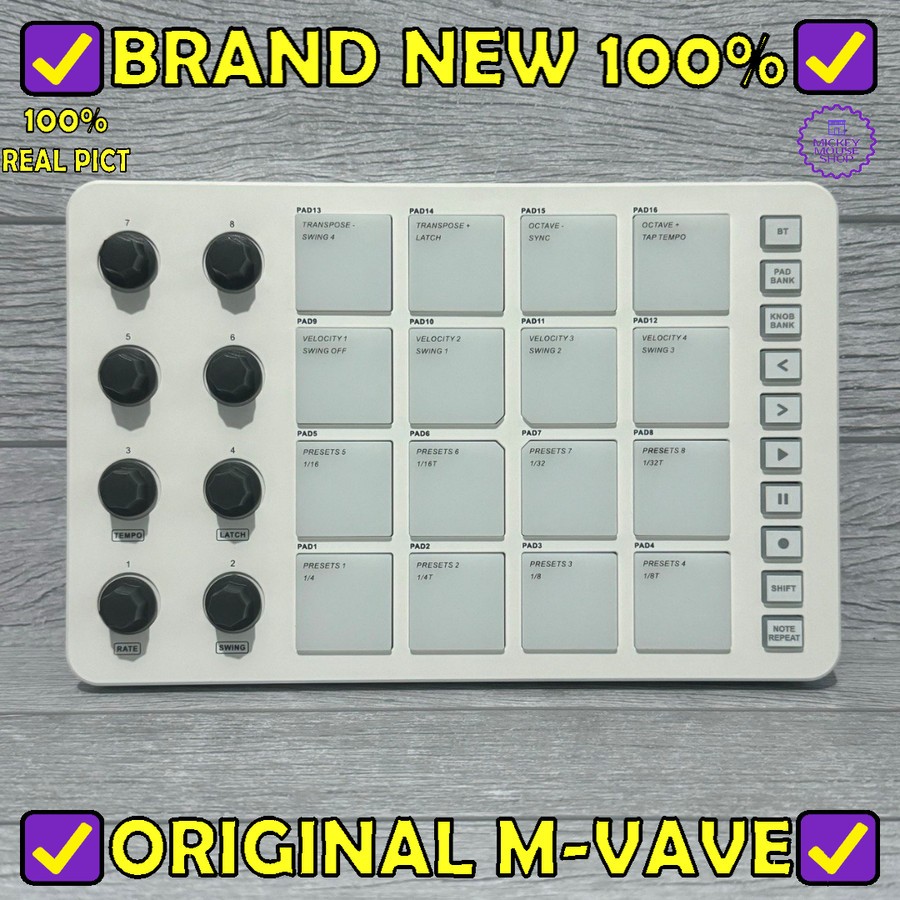 M-VAVE SMC-PAD Midi Controller 24 Pad 8 Encoders Portable Bluetooth