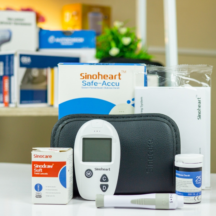 Alat Cek Gula Darah Akurat - Sinocare Safe Accu | Alat Cek Glucose SINOHEART | Alat Uji Gula Darah |