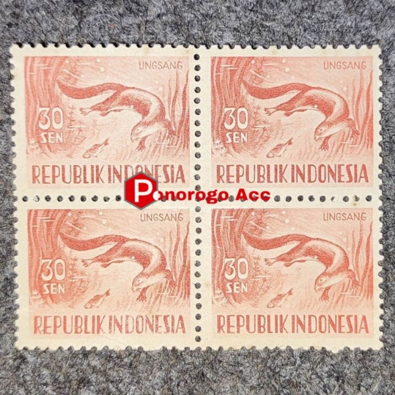 

(GRESS/BARU) Paket perangko lama seri hewan linsang nominal 30 sen masih utuh gandeng 4 perangko belum terpakai