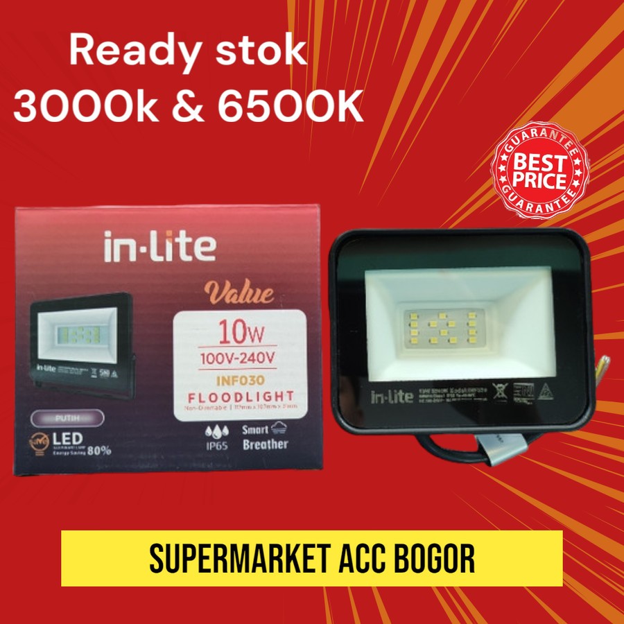 InLite Lampu Sorot FloodLight LED Value 10W 10 WATT INF030 Flood Light - lampu taman sorot - lampu s