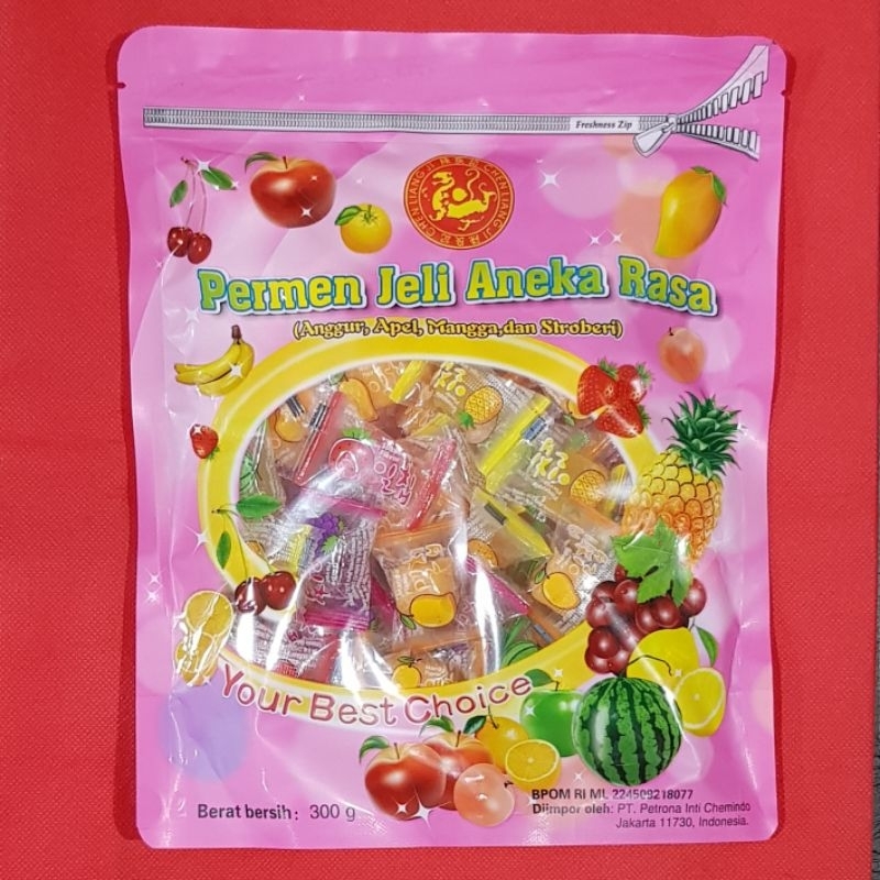 

Permen Jeli Aneka Rasa bungkus Pink 300 gr / Permen Imlek / Hari Raya / Permen Jelly