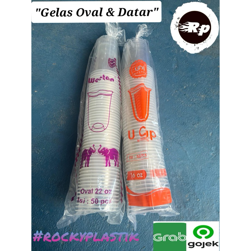 Gelas Plastik Bening Oval / Datar /Pack Cup Kopi Pop ice