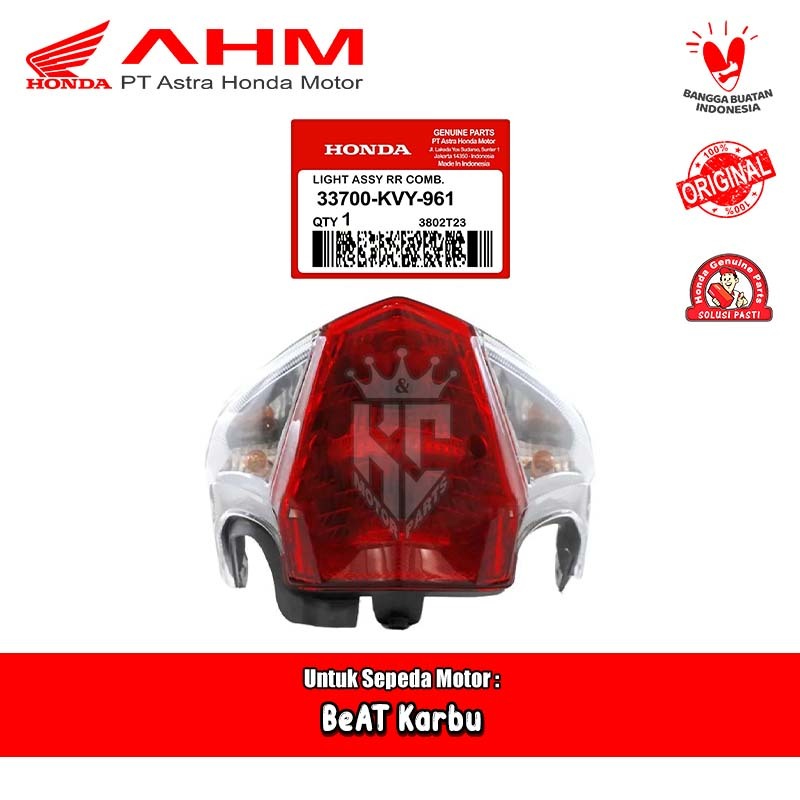 Lampu Stop Belakang Komplit Honda BeAT Karbu Original AHM 33700-KVY-961