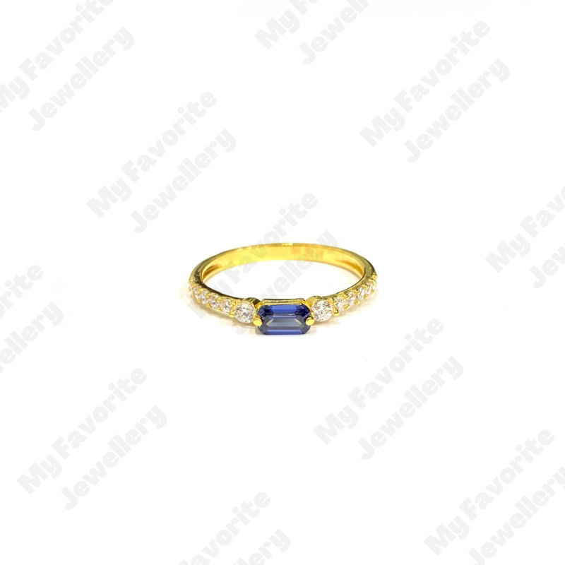 Cincin Permata Biru Uk12 Emas Asli Kadar 700