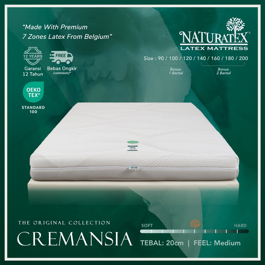 Kasur Latex Naturatex Cremansia Tebal 20cm - Medium