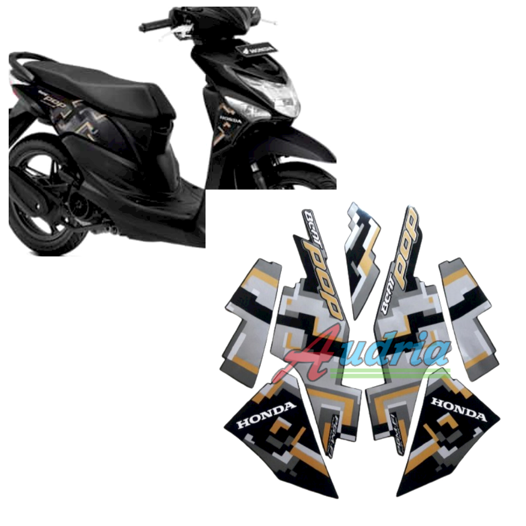 Striping Stiker Lis Motor Honda Beat Pop 2017 2018 Full Hitam