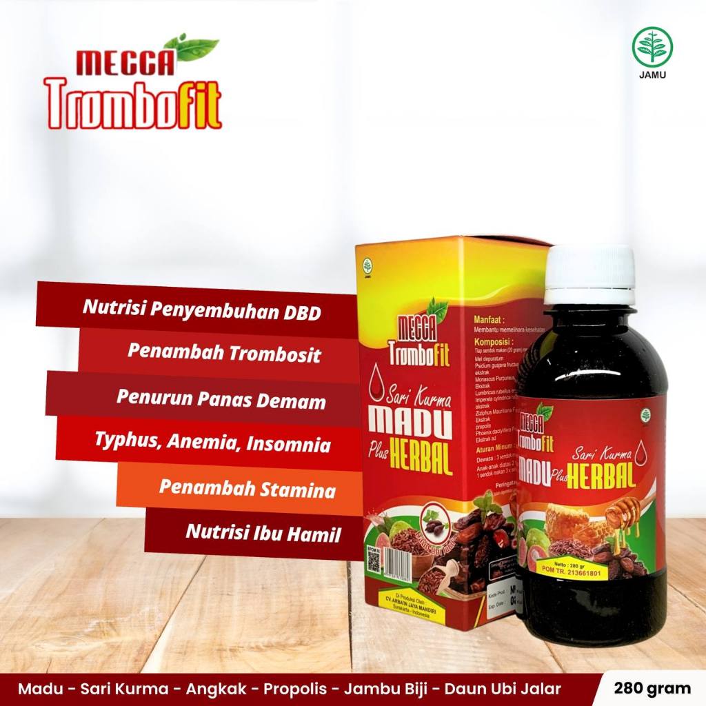 

MECCA TROMBOFIT Sari Kurma Madu Plus Herbal 280Gram Atasi DBD
