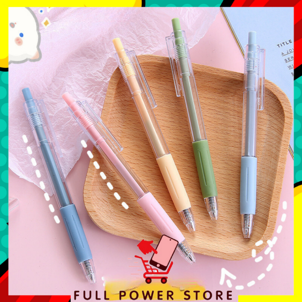 

FPS Pulpen Cetekan Transparant Polos Pena Gel 0.5mm Tinta Hitam Alat Tulis Sekolah Kantor Pen Warna Warni Bolpoint Polos Murah