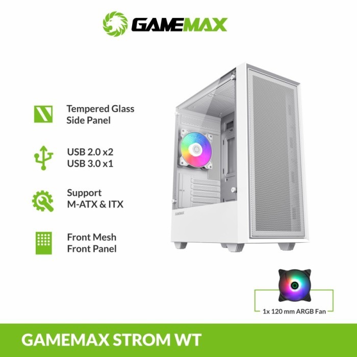 Casing Gamemax Storm White PC Case Micro ATX / M-ATX