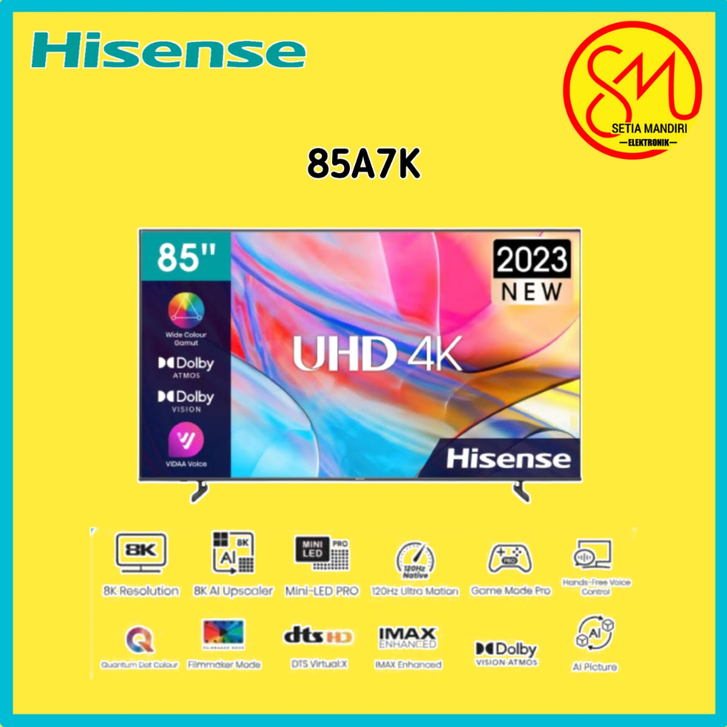 HISENSE 85A7K 85 Inch Premium UHD 4K Smart LED TV - Garansi Resmi