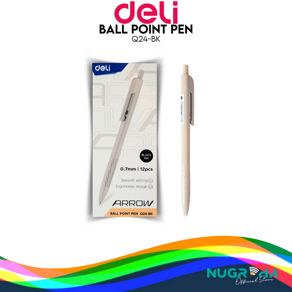 

Pulpen Tekan Deli Tip 0.7mm Ballpoint Tinta Hitam Q24
