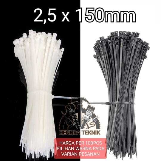 

CABLE TIES 150MM NYLON TALI PENGIKAT NILON KABEL TIS 15CM per 100pc HITAM PUTIH