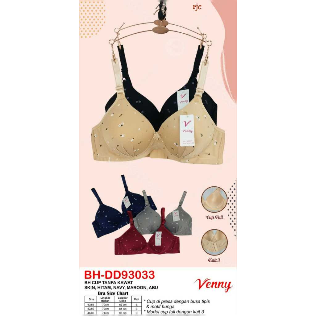 Daily Bra venny Cup jumbo Motif  tanpa kawat DD93033 jumbo