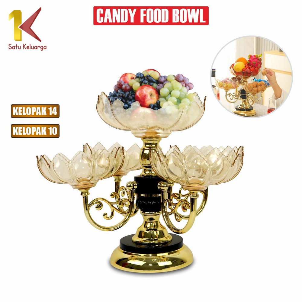 Satu Keluarga Ornamental Fruit Plate Piring Saji Bisa Putar C1007 Luxury Fruit Candy Food Bowl Hidan