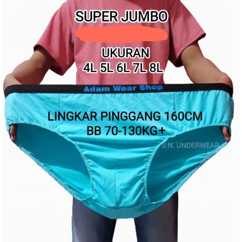 6pcs Celana Dalam Jumbo Pria Murah bb 80-140kg
