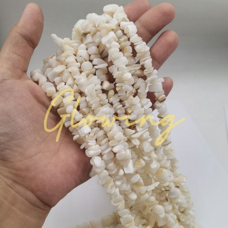 MUTIARA KERANG AIR LAUT ASLI BENTUK KERIKIL PER KALUNG