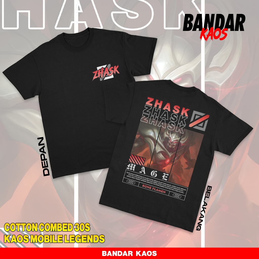 BANDAR KAOS MOBILE LEGEND ZHASK BONE FLAMEN - KAOS ZHASK MAGE - KAOS ML VIRAL - T-SHIRT PRIA - ATASA