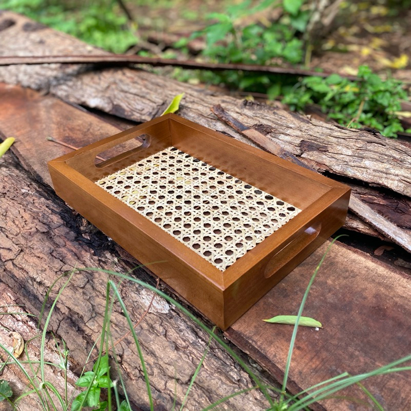 	 Tray Baki Rotan 20x30 / Nampan Kayu Rotan / Nampan Rotan Murah	