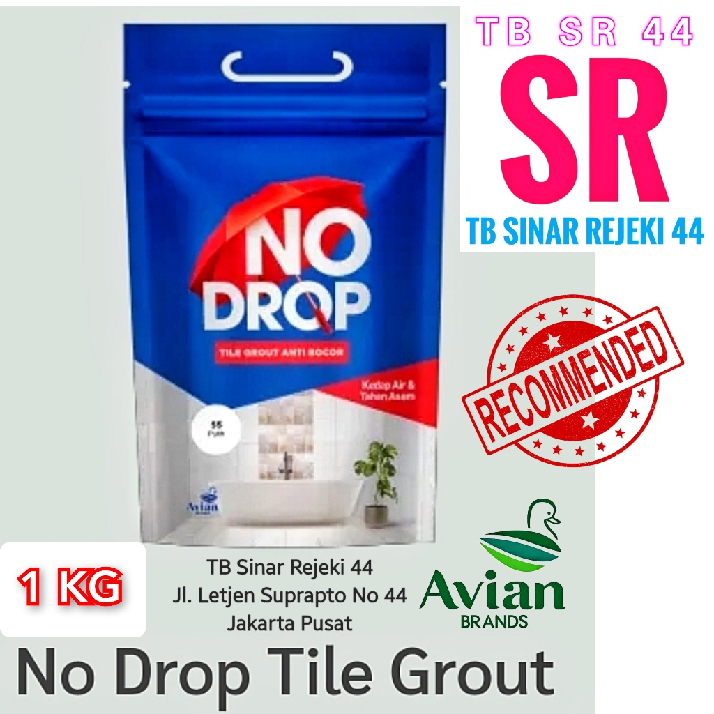 NO DROP TILE GROUT 1 KG Semen Nat Keramik Premium Kedap Air Anti Bocor / Jamur / Lumut Avian Brands