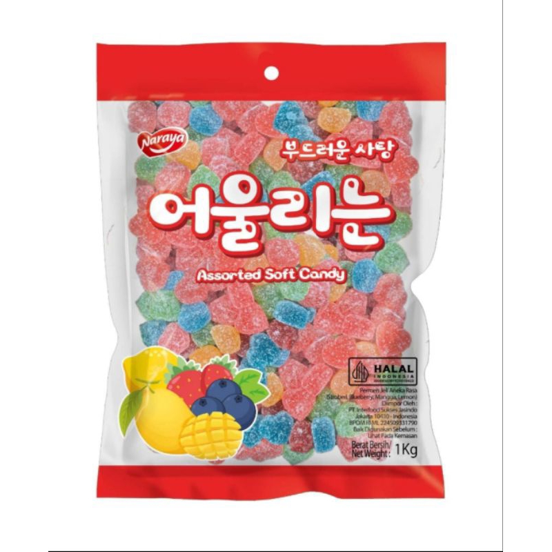 

NARAYA permen JELLY warna warni 1 kg/naraya assorted soft candy/permen jelly aneka rasa buah