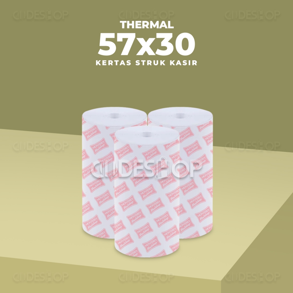 

Custom Logo Kertas Kasir Thermal 57x30mm 57 x 30 Struk Nota 57x30 mm Coreless