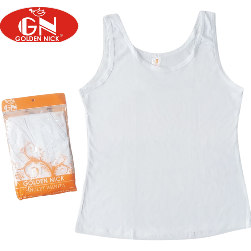 Golden Nick -1073 Tanktop Tali Besar Tanktop Warna Putih Bahan Katun Murah AT 1073 COD JAKARTA