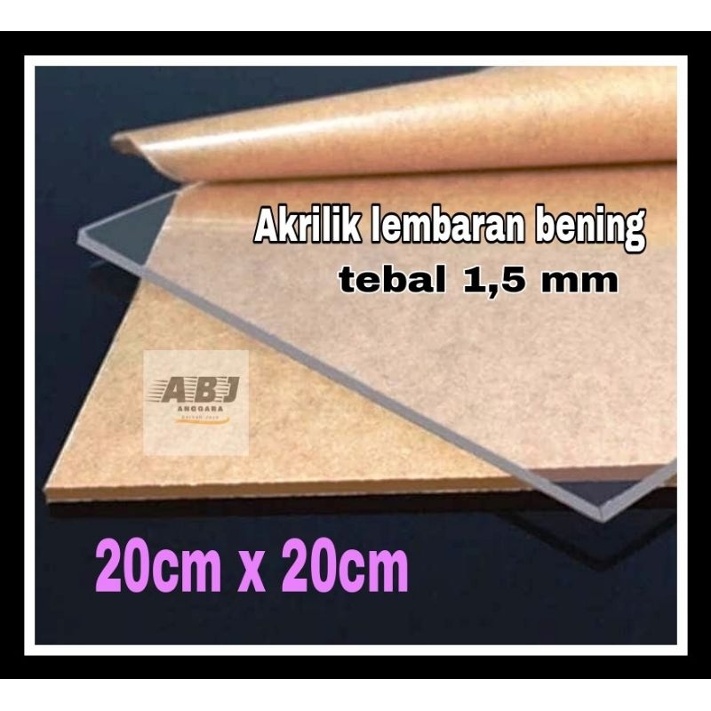 Akrilik/Akrilik bening 1,5mm ukuran 20x20