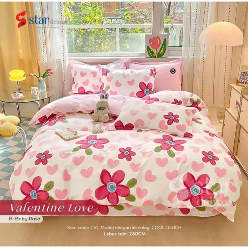 sprei motif Valentine Love feat Baby Rose Star