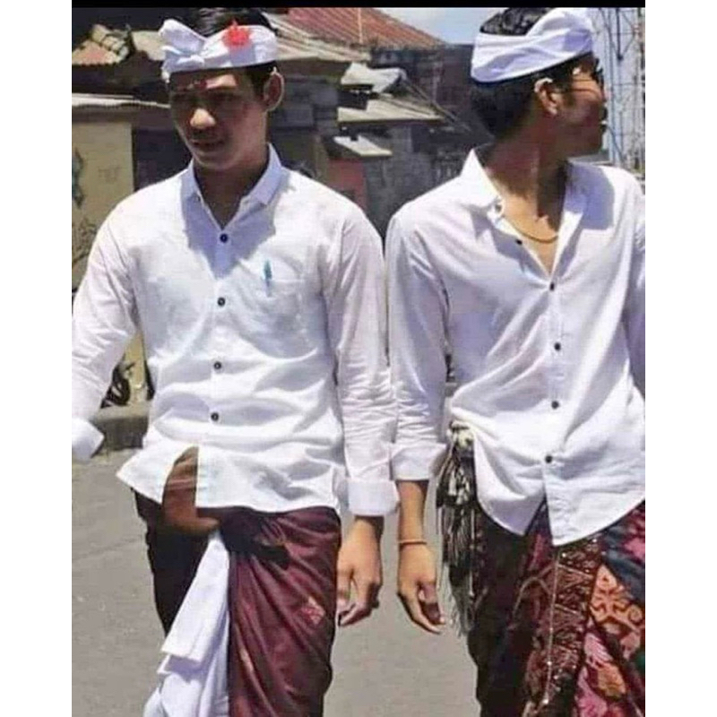 Kemeja Katun Swiss Yoko Safari Pria Cowok Adat Putih