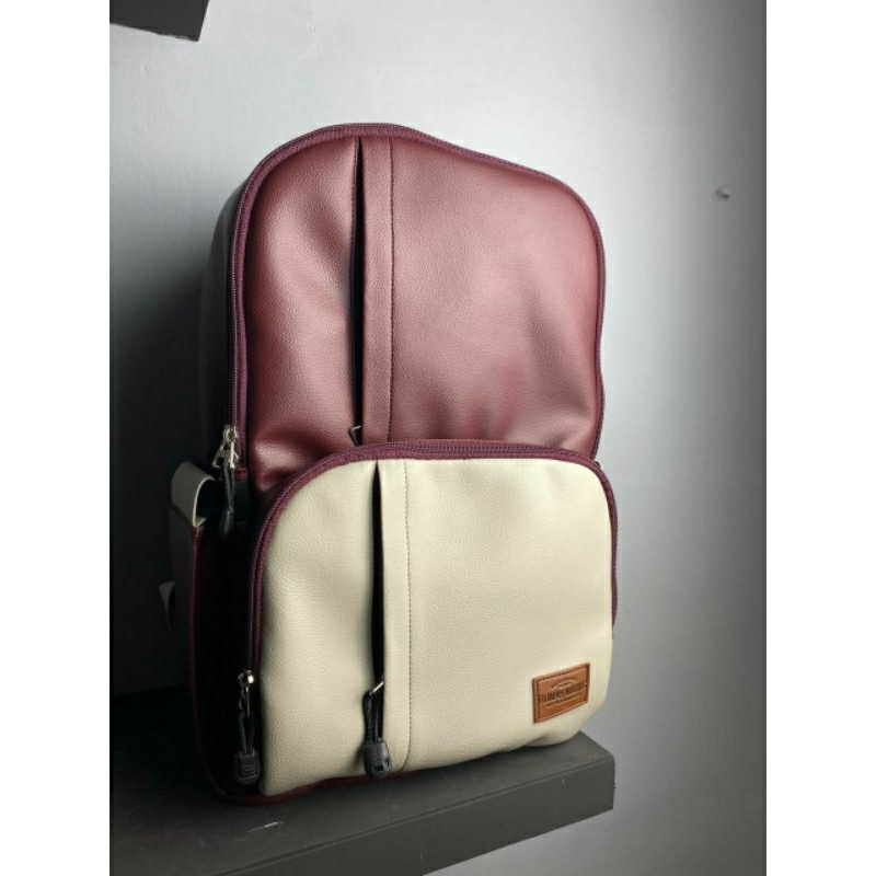 RUMAH WARNA Damaris Burgundy Abu Tas Ransel Sekolah Kuliah