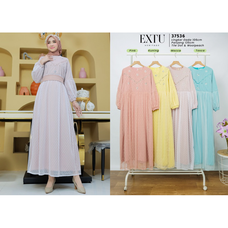 MAXY DRESS GAMIS TILE DOT MEWAH EXTU 37536