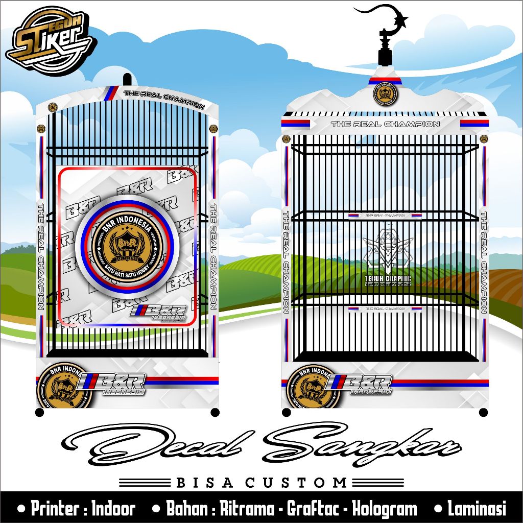 Stiker Sangkar Kotak Motif BNR The Real Champion White