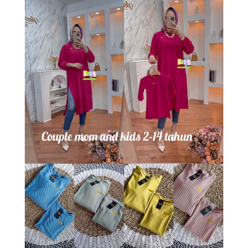 TUNIK KNITT COUPLE MOM AND KIDS FREE BROSS