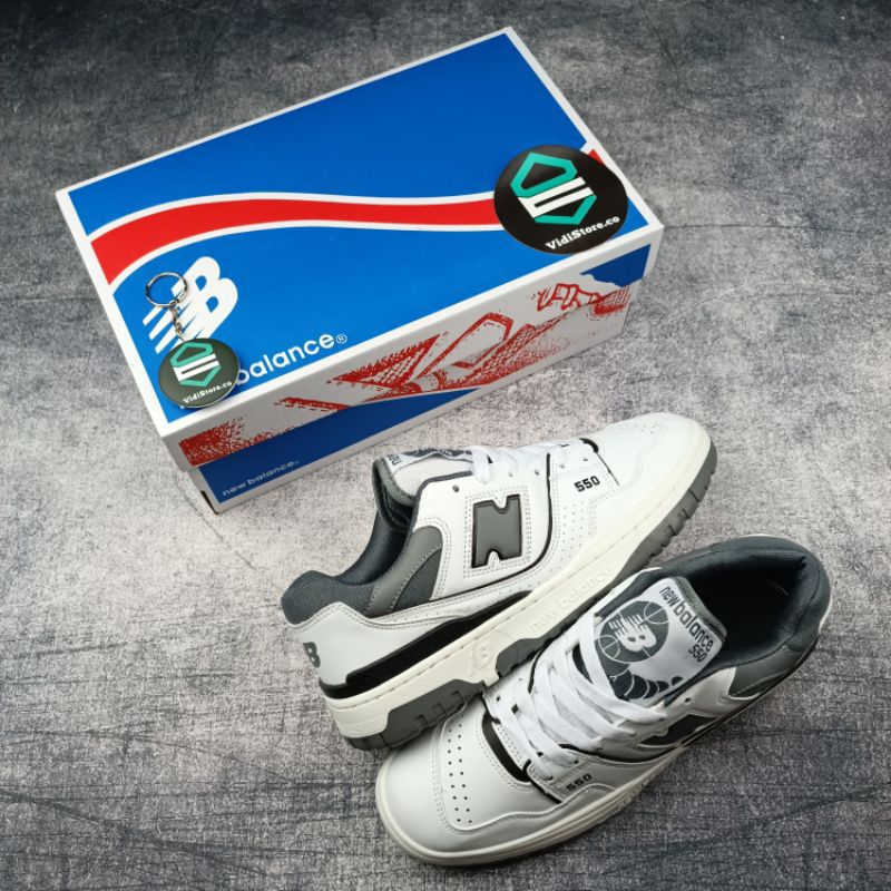 Sepatu Sneakers Casual Pria NB 550 White Grey Premium Import Quality