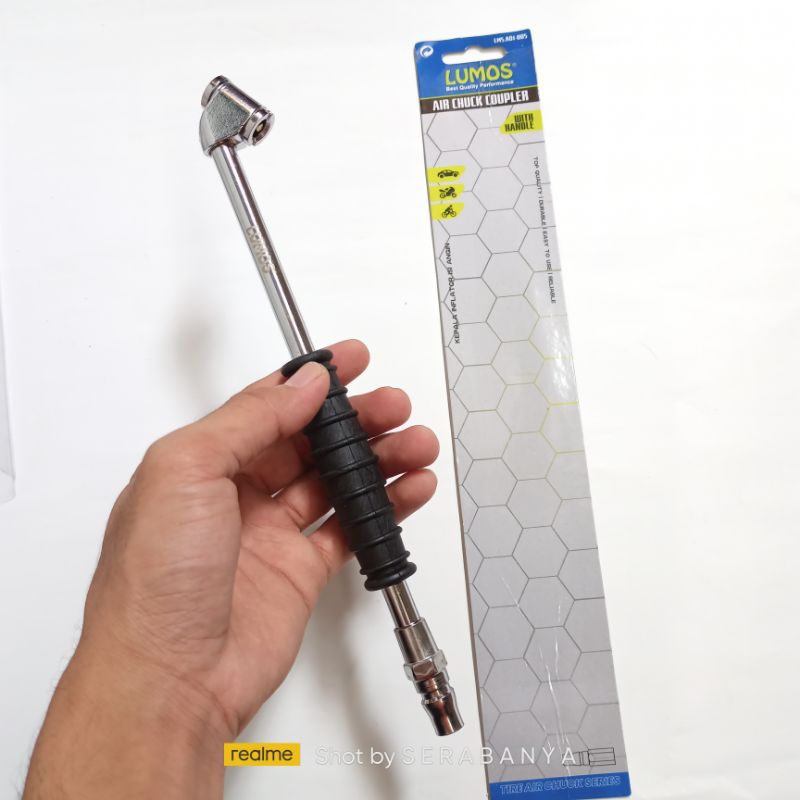 LUMOS Alat Mengisi Angin Panjang Ban Motor Mobil Sepeda | Kepala Inflator Isi Angin | Air Chuck Coup