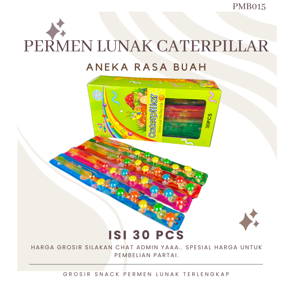 

Permen Keras Lunak Penggaris ISI 30 Pcs Per Box Caterpillar Permen Mainan Anak Permen Import kekinian Snack Viral