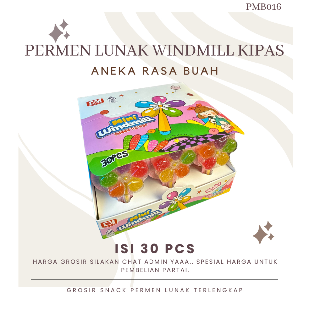 

Permen Lunak Gummy Windmill Kipas Isi 30 Pcs 1 Box Kinar Permen Import Snack Kekinian Permen Anak