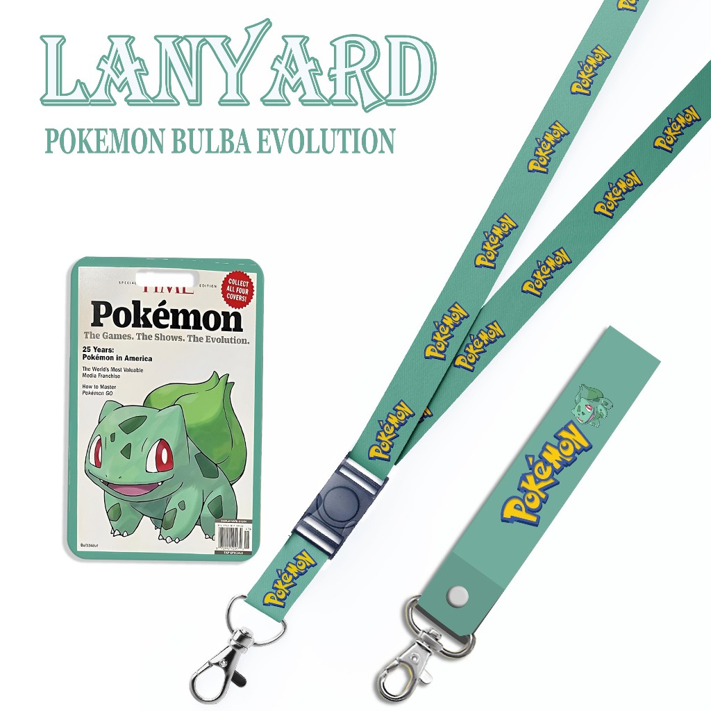 

STRAP LANYARD CARD HOLDER Pokemon Bulba Evolution ID Card Gantungan Kunci Handphone